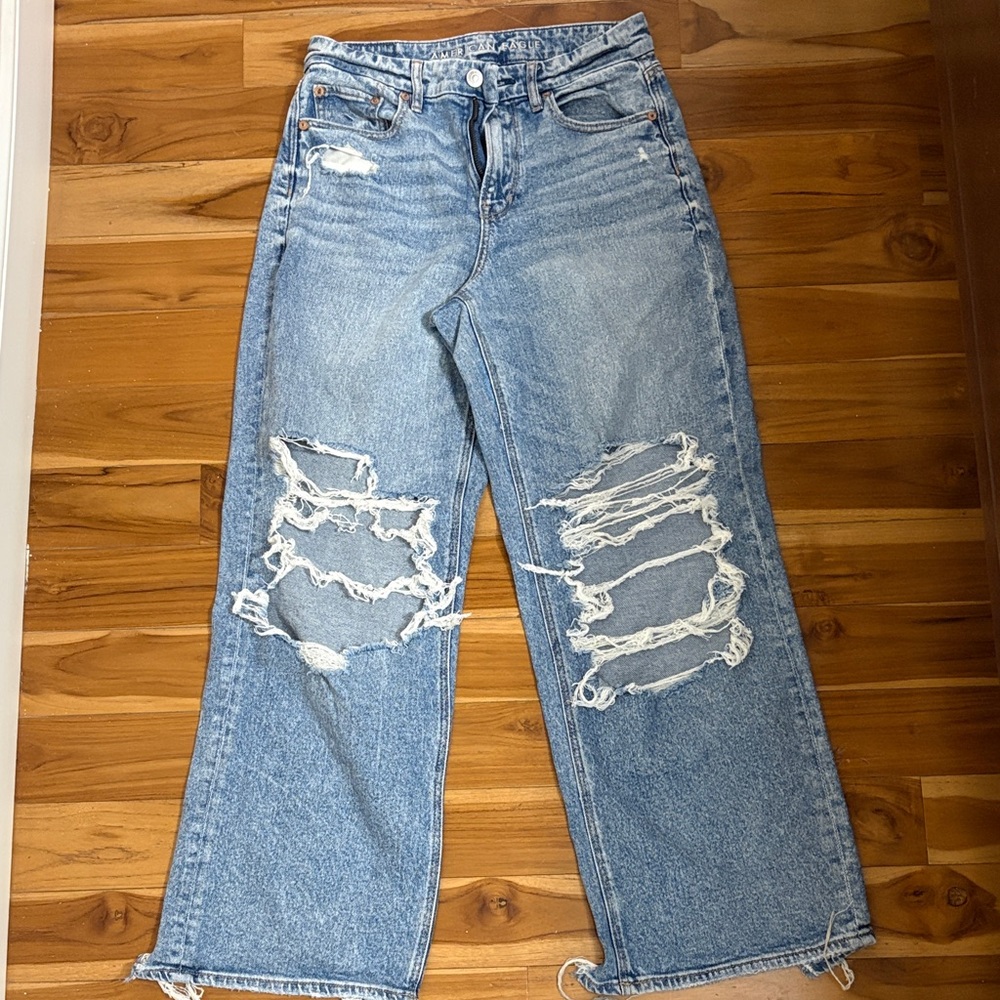 American Eagle Super High-Rise Baggy Straight Jeans Short Size